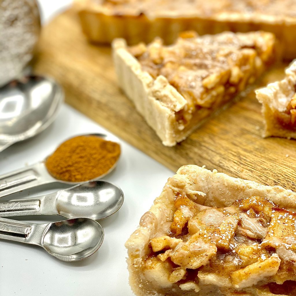 Close Up SHot of an Apple Tart Slice From a Side