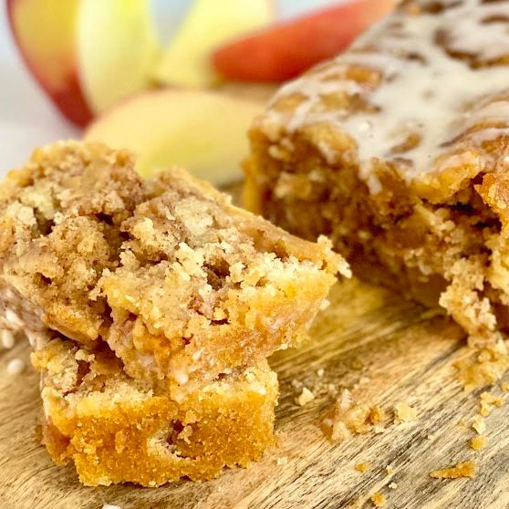 Apple Fritter Loaf Cake With Pieces Close Up
