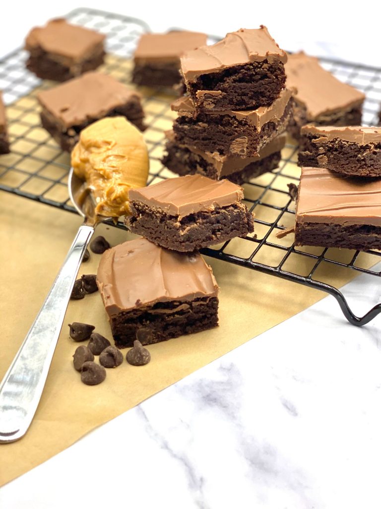 Chocolate Peanut Butter Brownies on a Tray