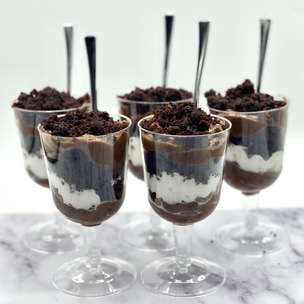 Chocolate Cake Pudding Cups With Spoons