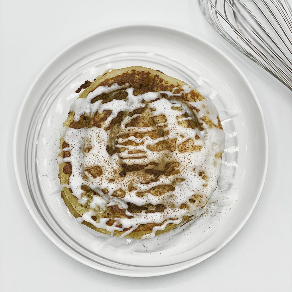 Cinnamon Swirl Pancakes on a Plate Top Shot