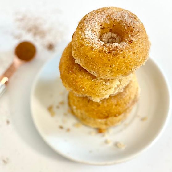 Cinnamon Brown Sugar Doughnuts Stacked on Top of Each Other