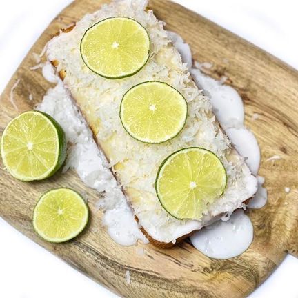 Coconut Lime Load Cake With Lime Slices on Top