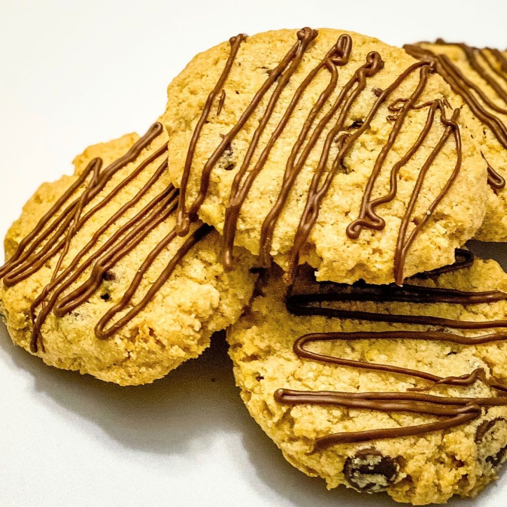 Chocolate Drizzled Chocolate Chip Cookies Stack