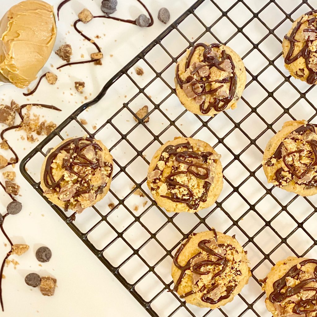Peanut Butter Chocolate Chip Cookies on a Net Tray