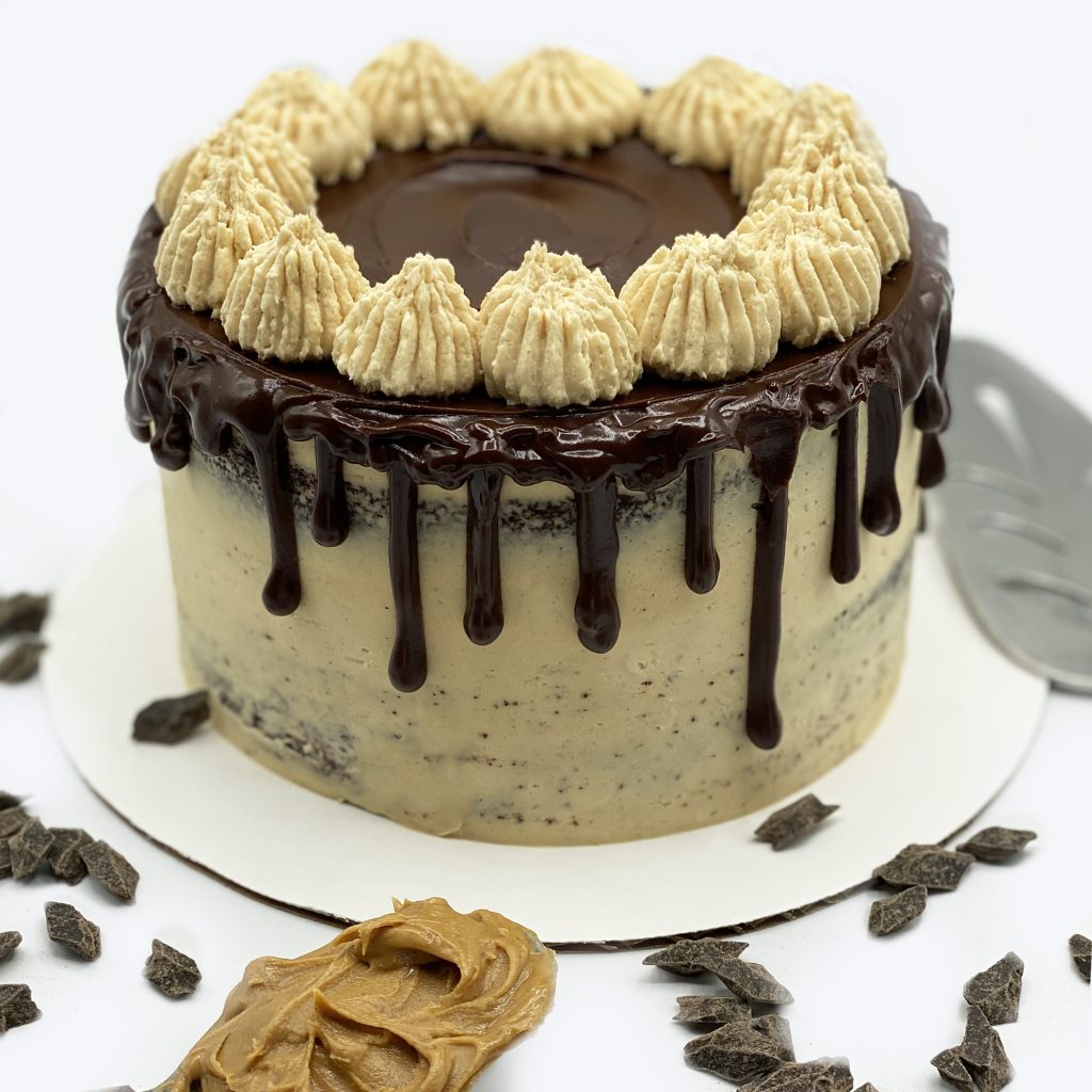 Rustic Peanut Butter Chocolate Cake With Chocolate Drizzle