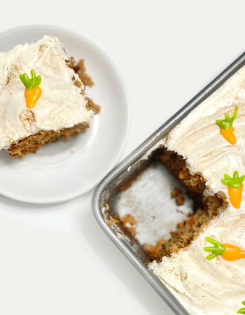 Carrot Cake Slice From a Baked Carrot Cake Tin