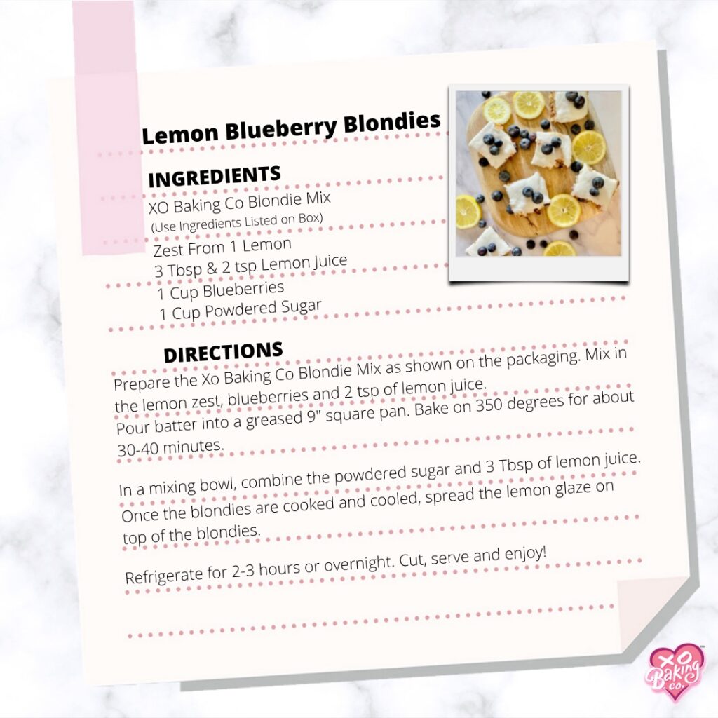 Lemon Blueberry Blondies Recipe by XO Baking CO