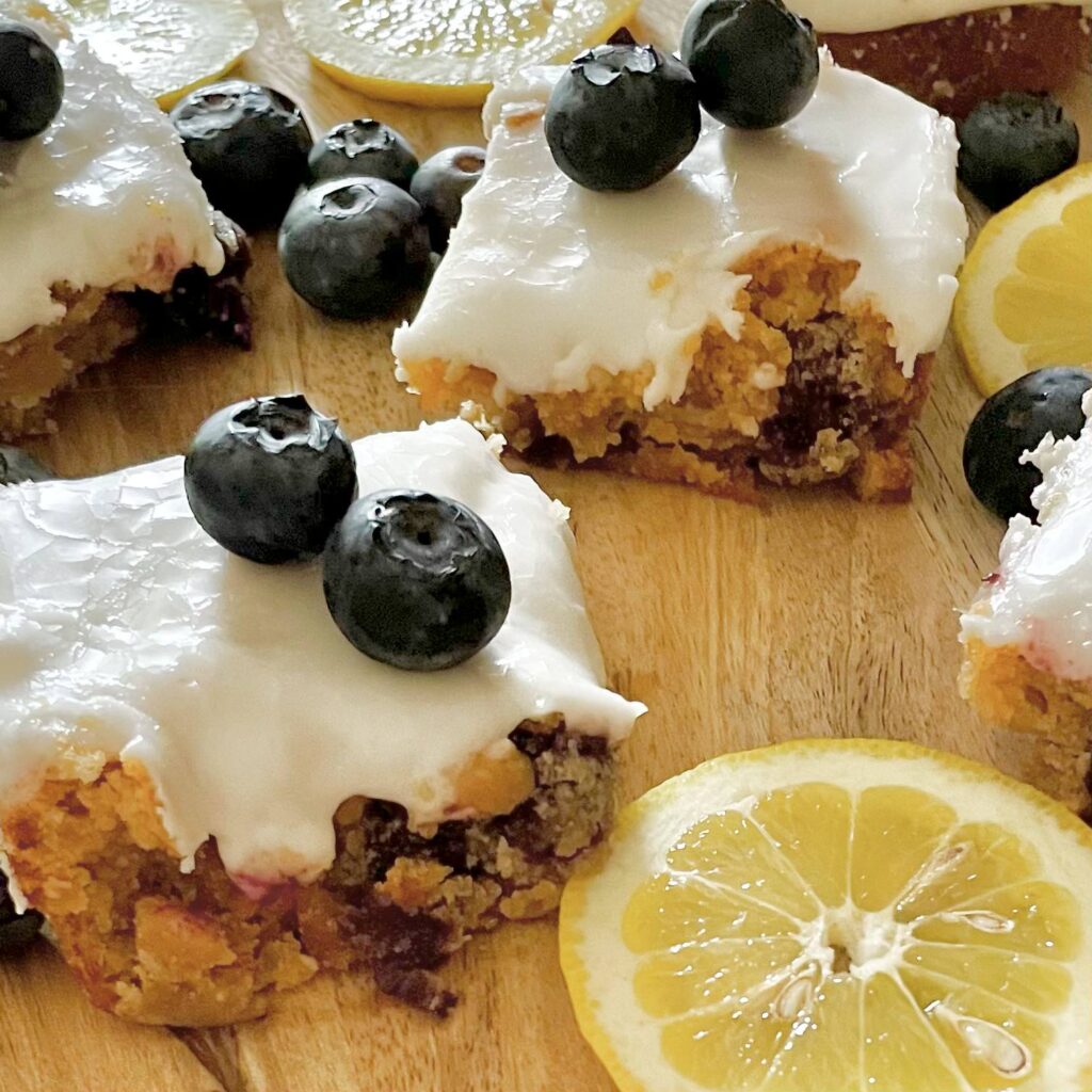 Lemon Blueberry Blondies With Blueberries on Top
