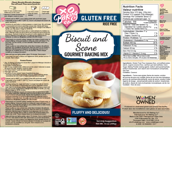 Xo Baking Co Biscuit and scone baking mix ingredients