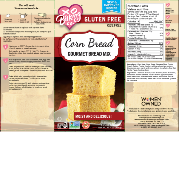 XO Baking Co Gluten-Free Corn Bread mix Ingredients