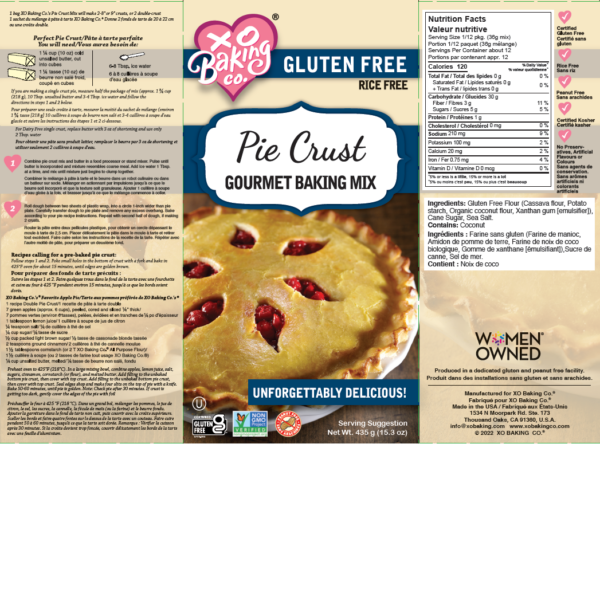 Gluten-Free Pie Crust Baking Mix Ingredients