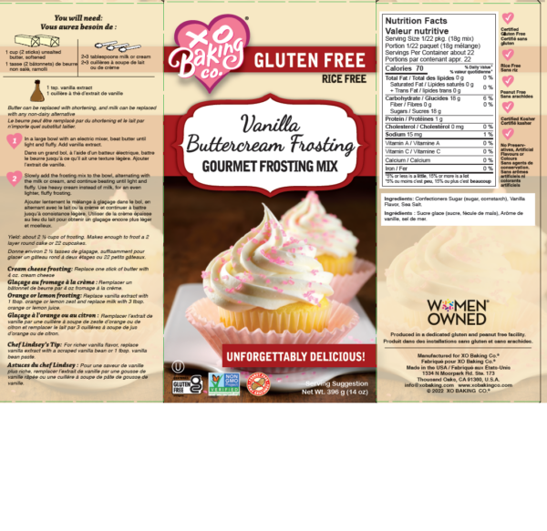 XO Baking Co Vanilla Butter Cream Frosting Mix Ingredients