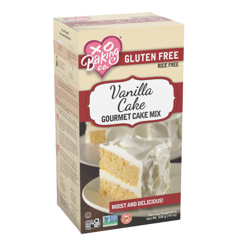 XO Baking Co Vanilla Cake Mix Box Package