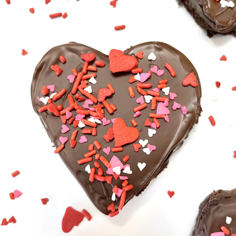 A heart shaped chocolate chip cookie truffle