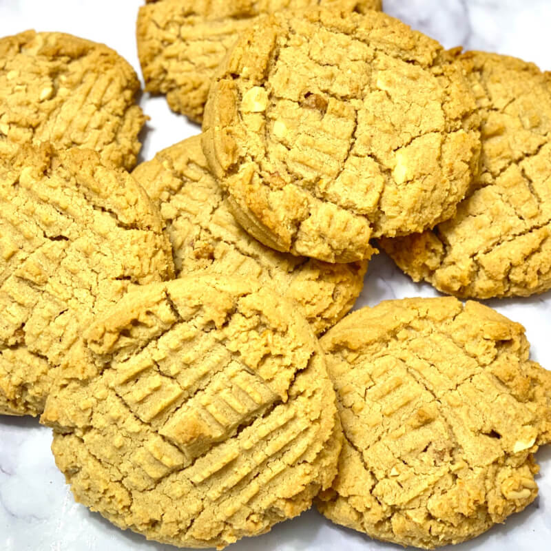Peanut Butter Cookies Stacked on a Surface